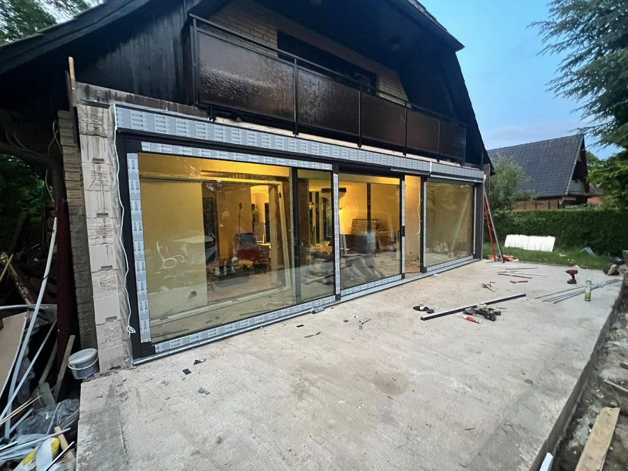 Hebe-Schiebe-Terrassenanlage, Abendmontage